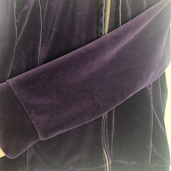 Lauren Ralph Lauren Purple Velvet Full Zip Up Hooded Jacket Womens Size Large - Picture 3 of 10